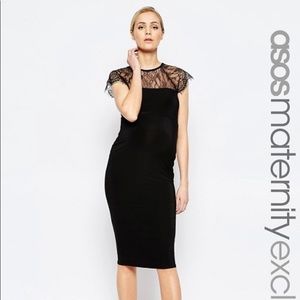 ASOS Maternity Lace Insert Bodycon Midi Dress